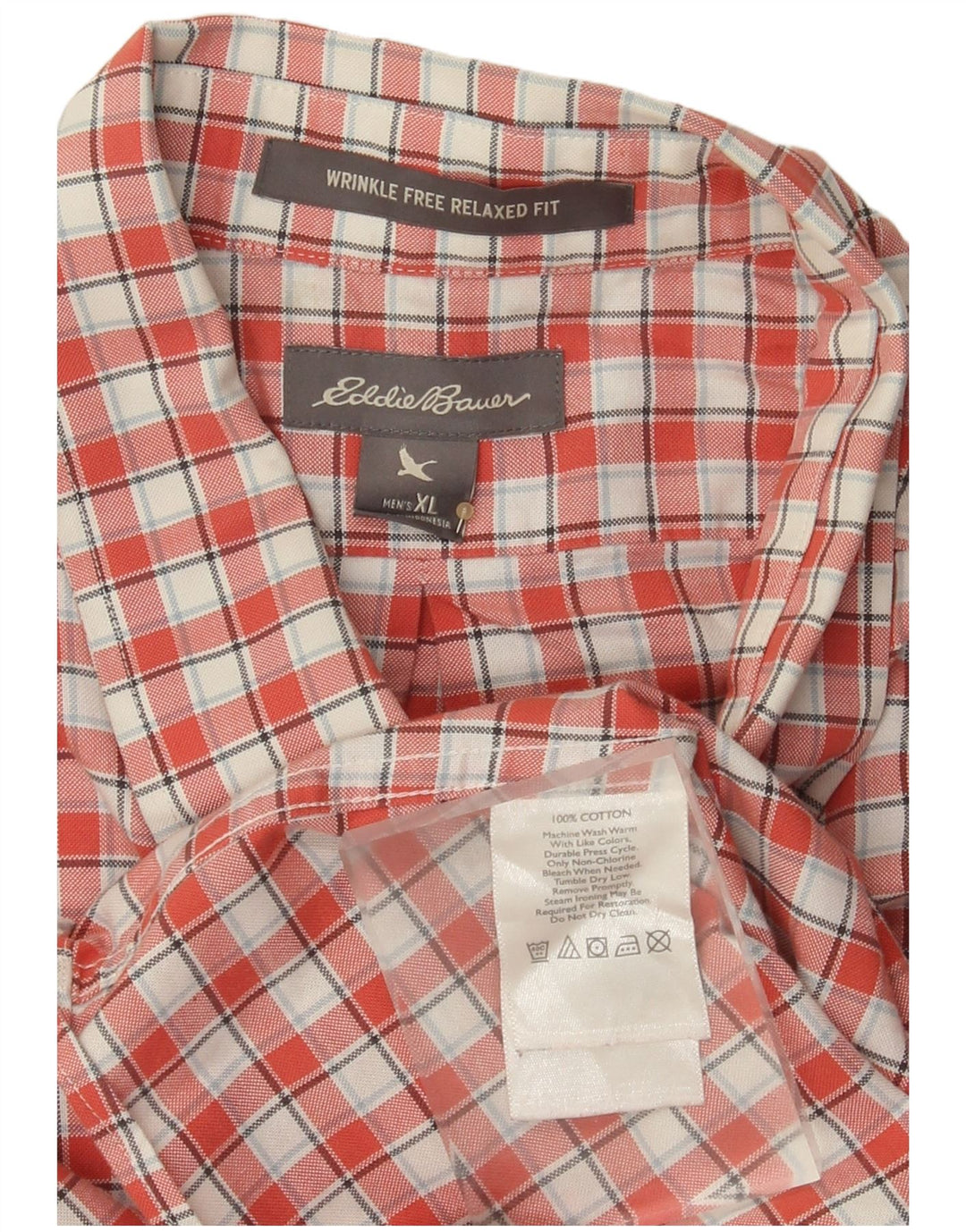 Camicia da uomo dalla vestibilità rilassata Eddie Bauer XL in cotone a quadri rossi