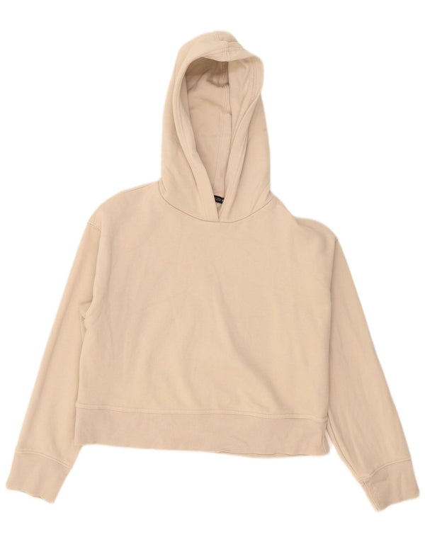 Maglione corto con cappuccio oversize da donna Zara UK 10 piccolo in cotone beige
