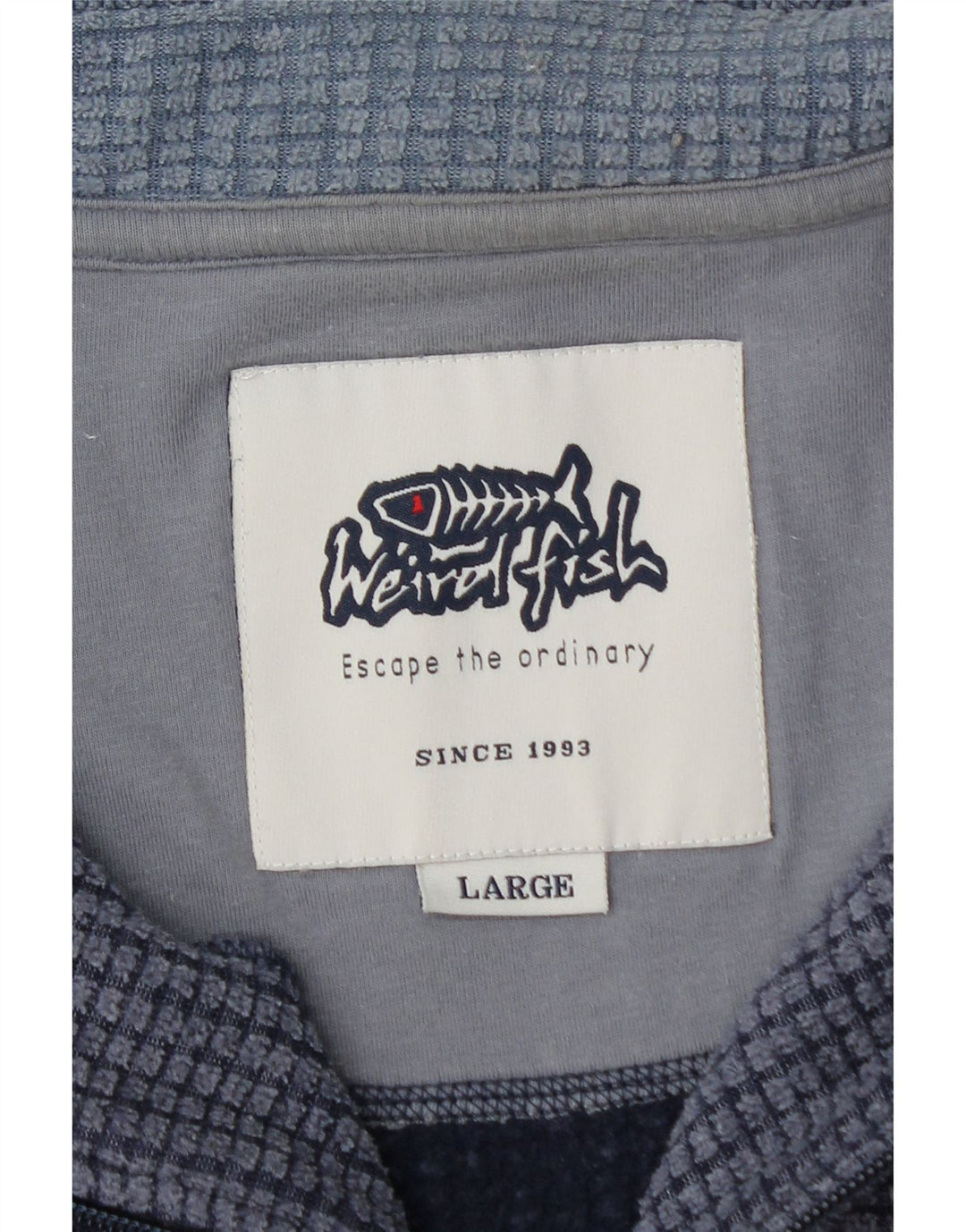 WEIRD FISH Mens Zip Neck Sweatshirt Jumper Large Navy Blue Polyester