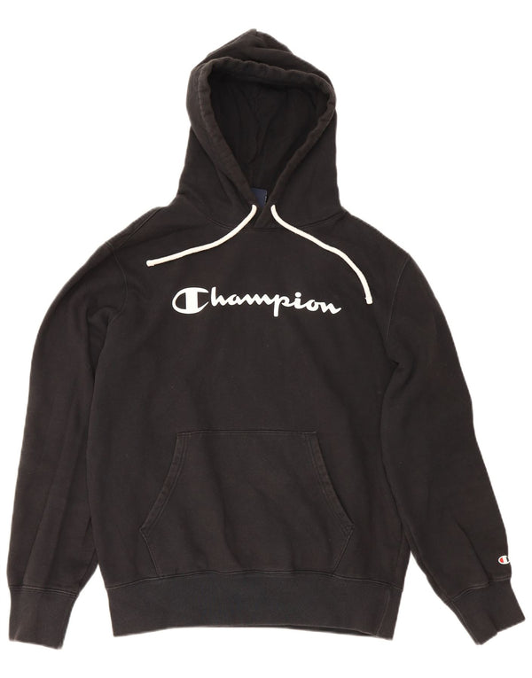 Maglione con cappuccio grafico da uomo Champion grande in cotone nero