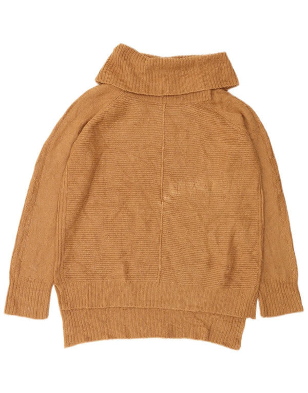 Maglione maglione oversize da donna Oasis con collo alto UK 10 piccolo acrilico beige
