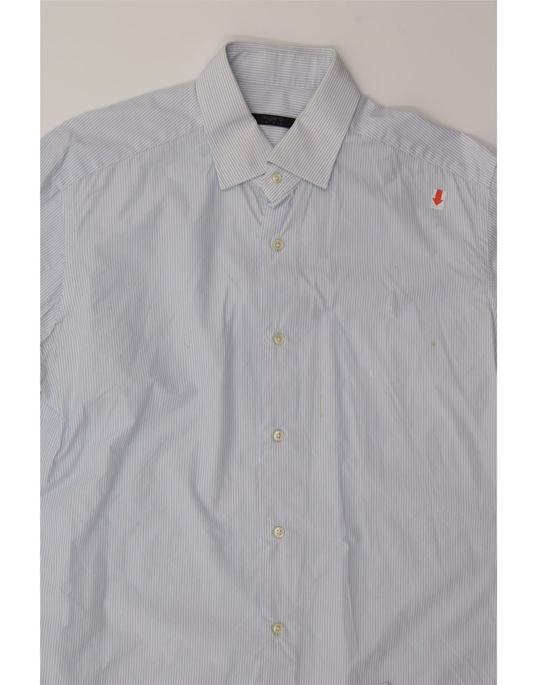 UNGARO Mens Shirt Size 41 16 Large Blue Pinstripe Cotton Vintage Ungaro and Second-Hand Ungaro from Messina Hembry 