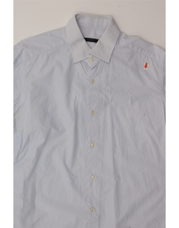 UNGARO Mens Shirt Size 41 16 Large Blue Pinstripe Cotton Vintage Ungaro and Second-Hand Ungaro from Messina Hembry 