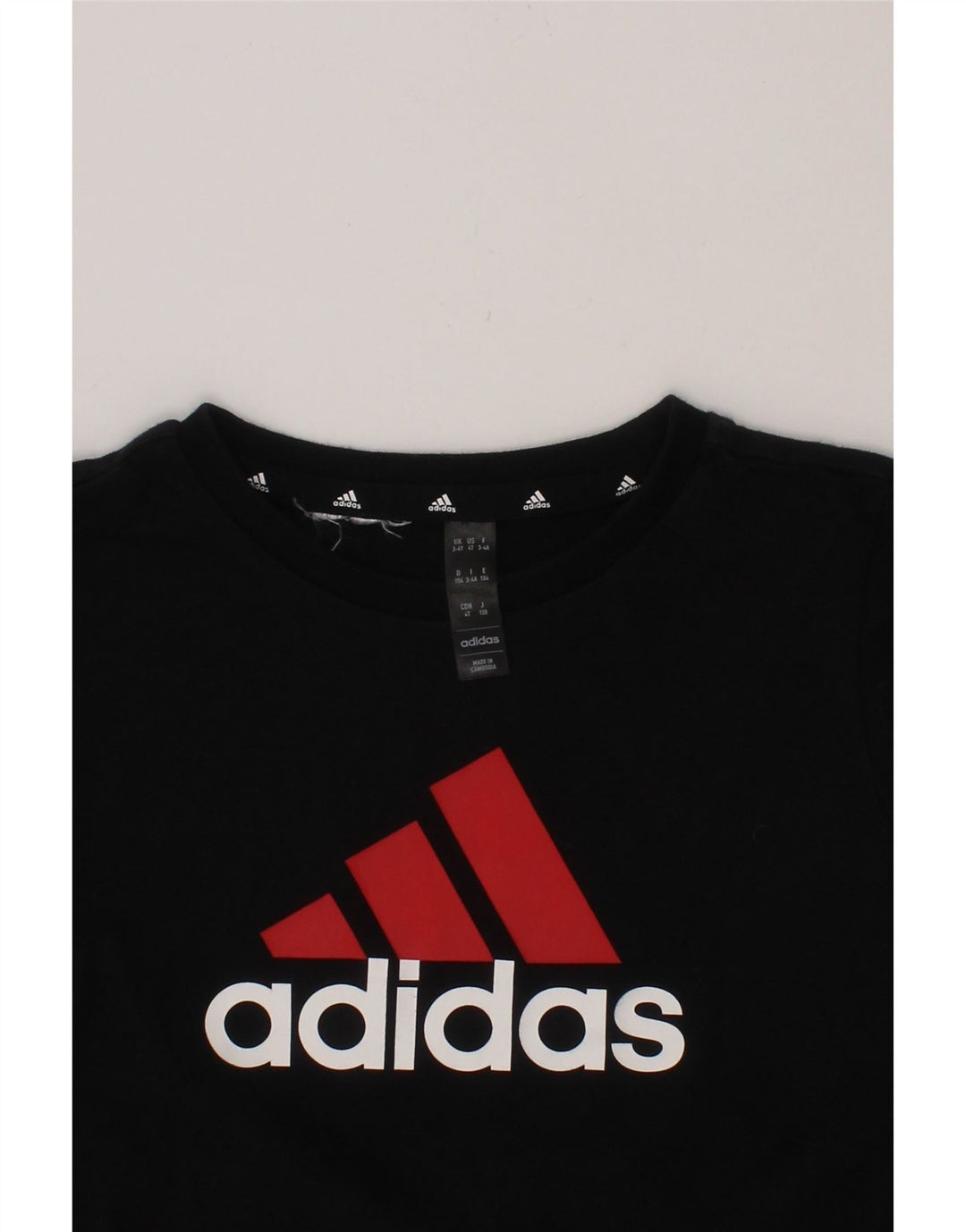 ADIDAS Boys Graphic T-Shirt Top 3-4 Years Black Vintage Adidas and Second-Hand Adidas from Messina Hembry 