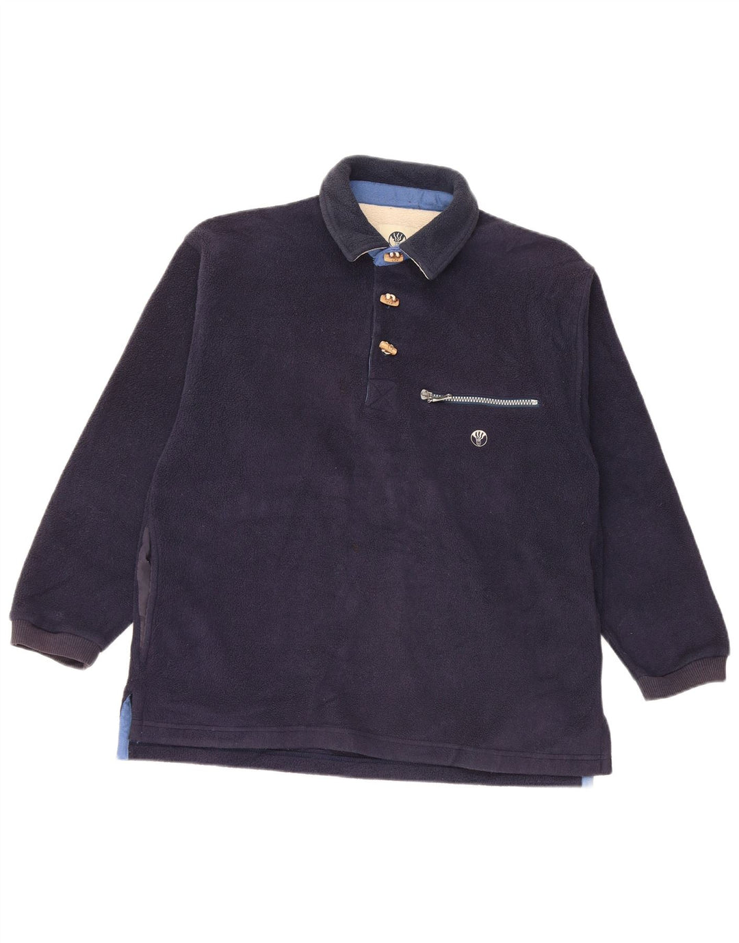 FAT FACE Maglione in pile da uomo Polartec vestibilità ampia con collo a polo XS blu navy