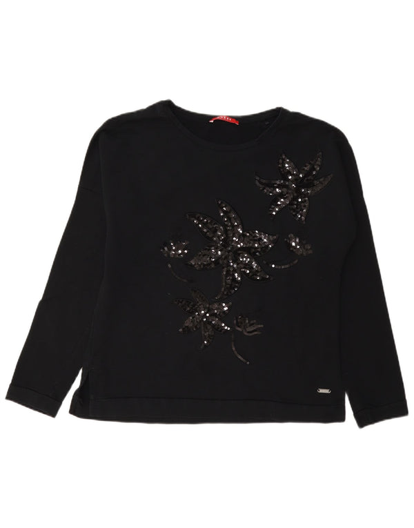 Guess Felpa oversize da donna Maglione UK 8 Piccolo Cotone floreale nero