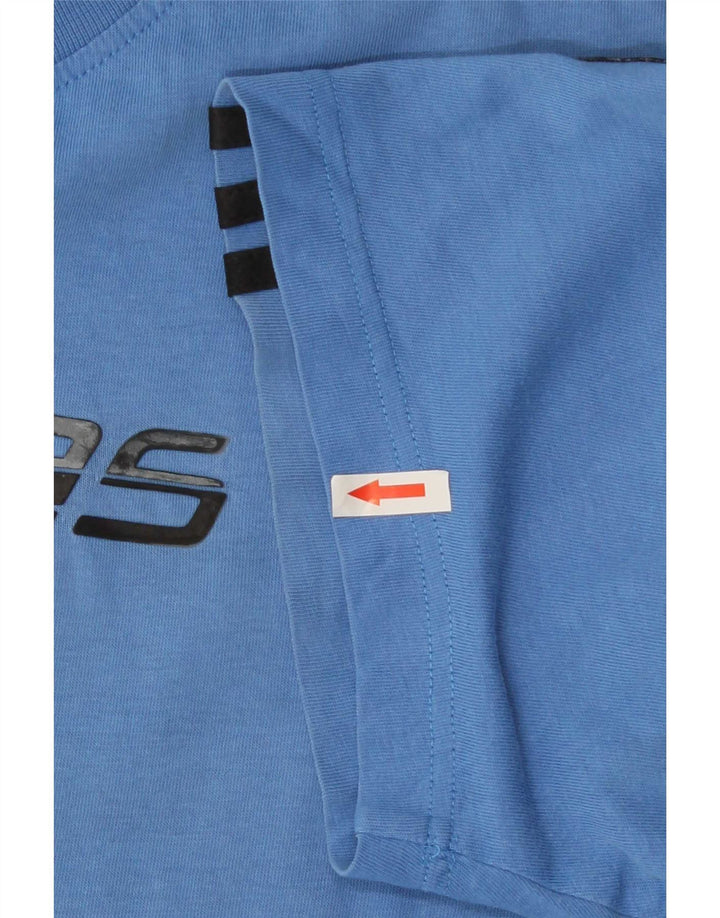 T-shirt grafica da uomo Adidas Top grande in cotone blu