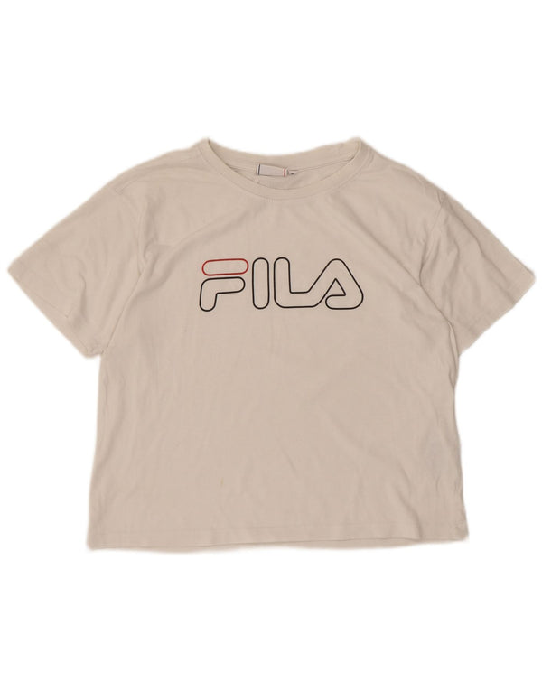 T-shirt grafica corta da donna Fila Top UK 10 piccola cotone bianco