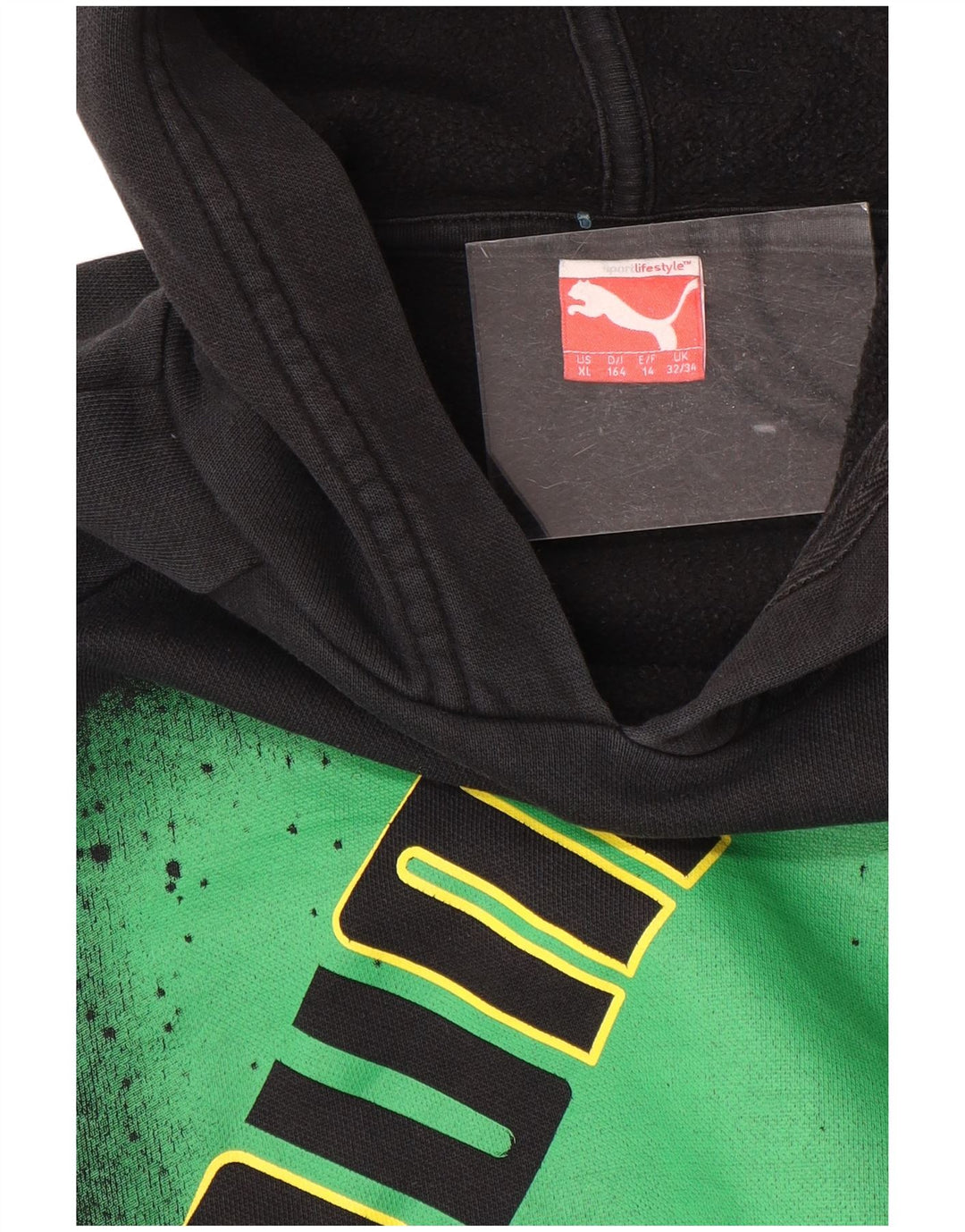 Felpa con cappuccio grafica PUMA da bambino 13-14 anni color block nero