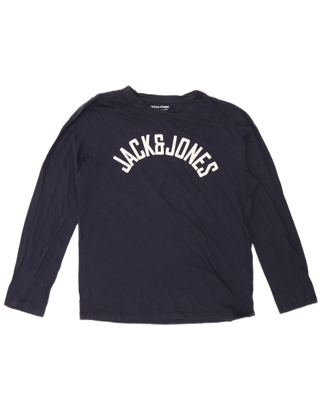 JACK & JONES Top grafico da uomo a maniche lunghe in cotone blu navy medio
