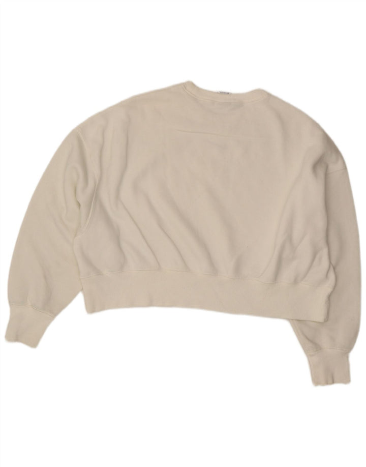 NIKE Womens Crop Oversized Sweatshirt Jumper UK 14 Medium White Cotton