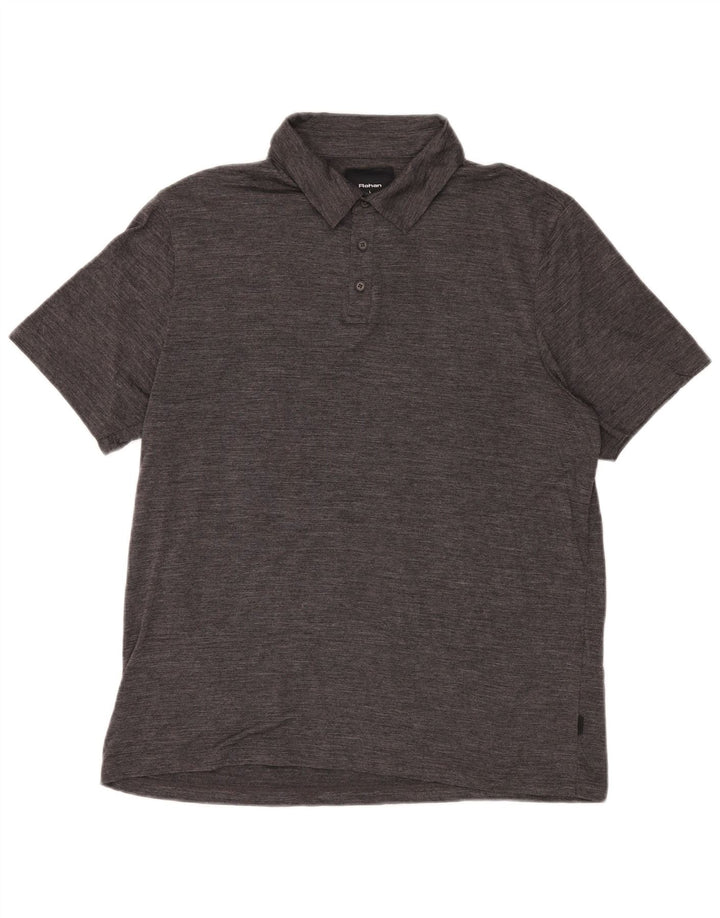 Polo da uomo Rohan grande in lana merino screziata grigia