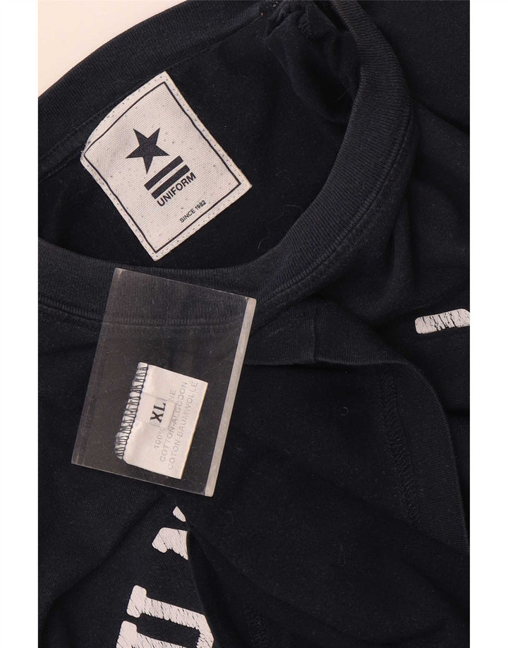 T-shirt grafica da uomo uniforme Top XL in cotone blu navy
