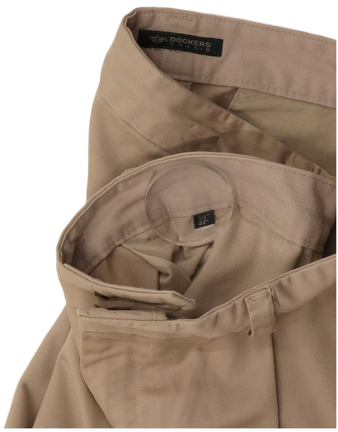 DOCKERS Pantaloni chino larghi da uomo kaki W34 L32 Beige