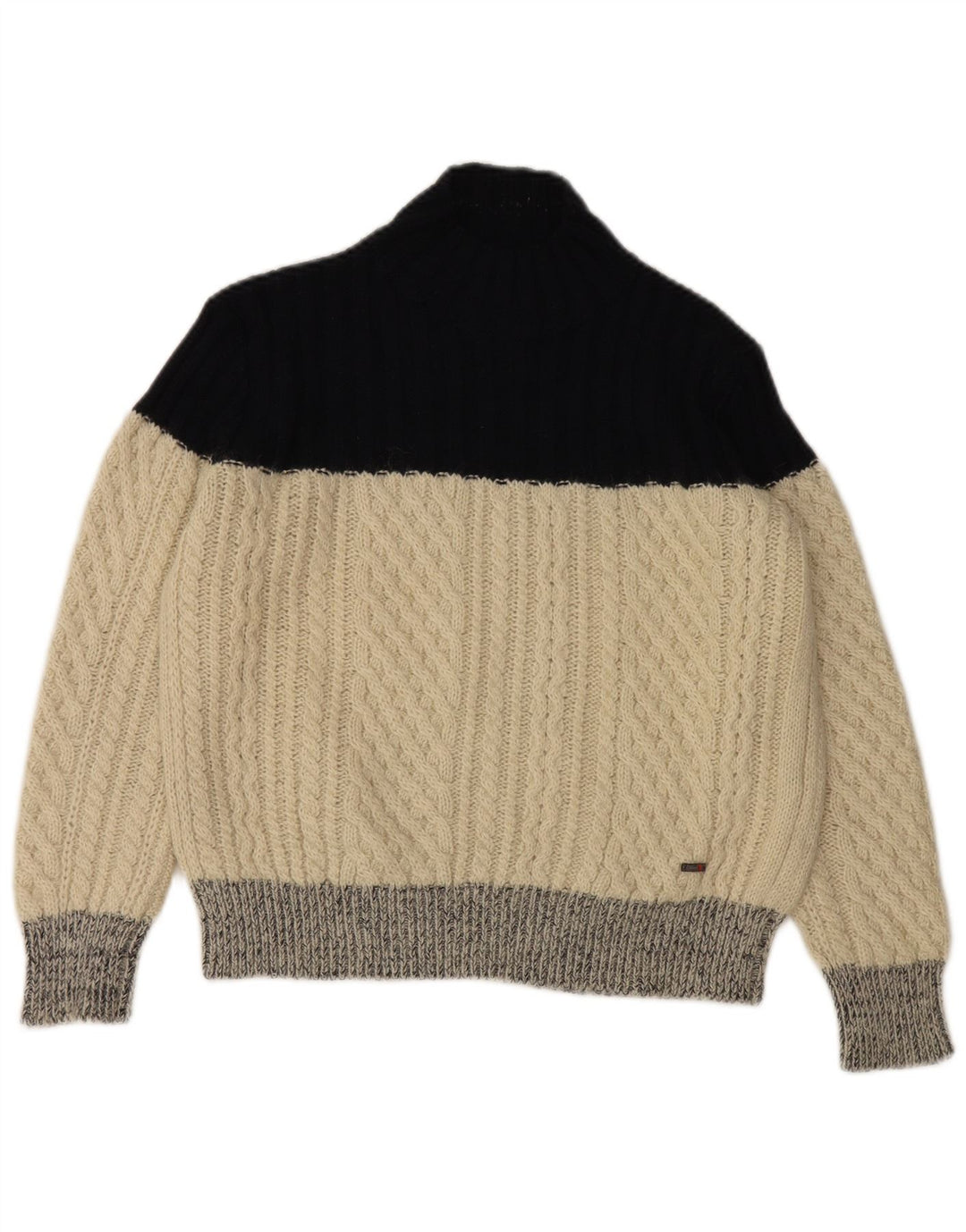 Maglione maglione a collo alto da donna Slam UK 14 Blocco colore bianco sporco medio