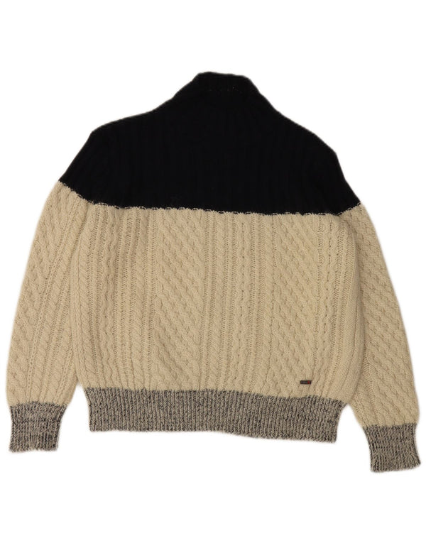 Maglione maglione a collo alto da donna Slam UK 14 Blocco colore bianco sporco medio
