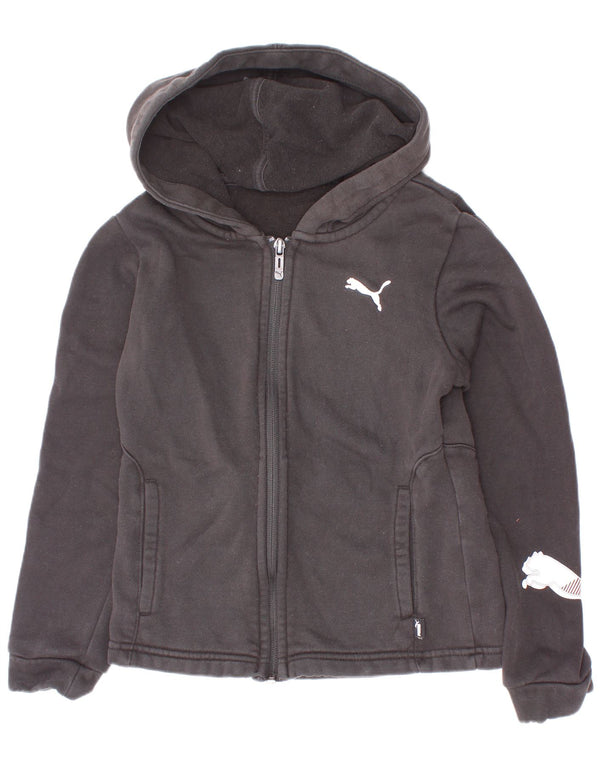 Felpa con cappuccio e zip grafica per ragazze Puma 9-10 anni in cotone nero