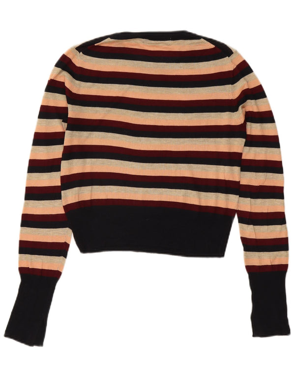 Maglione corto girocollo da donna Zara UK 10 piccolo a righe multicolore