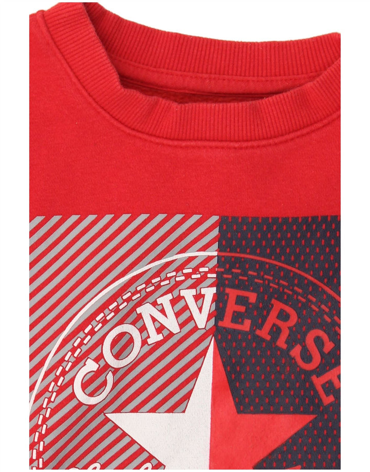 Felpa con grafica Converse per ragazzi, 10-11 anni, cotone rosso medio