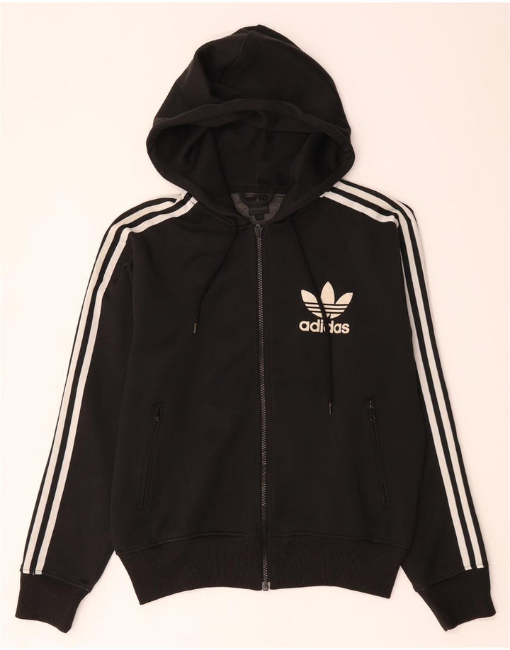Maglione con cappuccio e zip da donna Adidas UK 16 grande poliestere nero