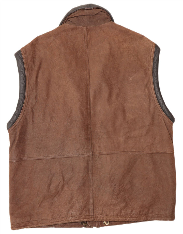 Gilet in pelle da uomo Allison Wingate EU 50 Large Marrone Classico