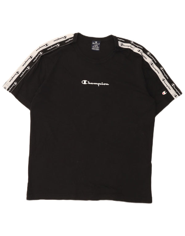 T-shirt grafica da uomo Champion Top grande in cotone nero sportivo