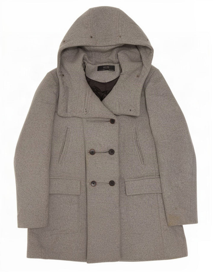 Cappotto doppiopetto con cappuccio da donna Zara UK 10 piccolo grigio