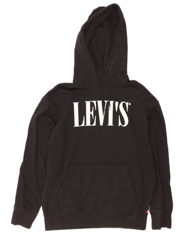 Levi's Felpa con cappuccio grafica da uomo con vestibilità rilassata, cotone medio nero