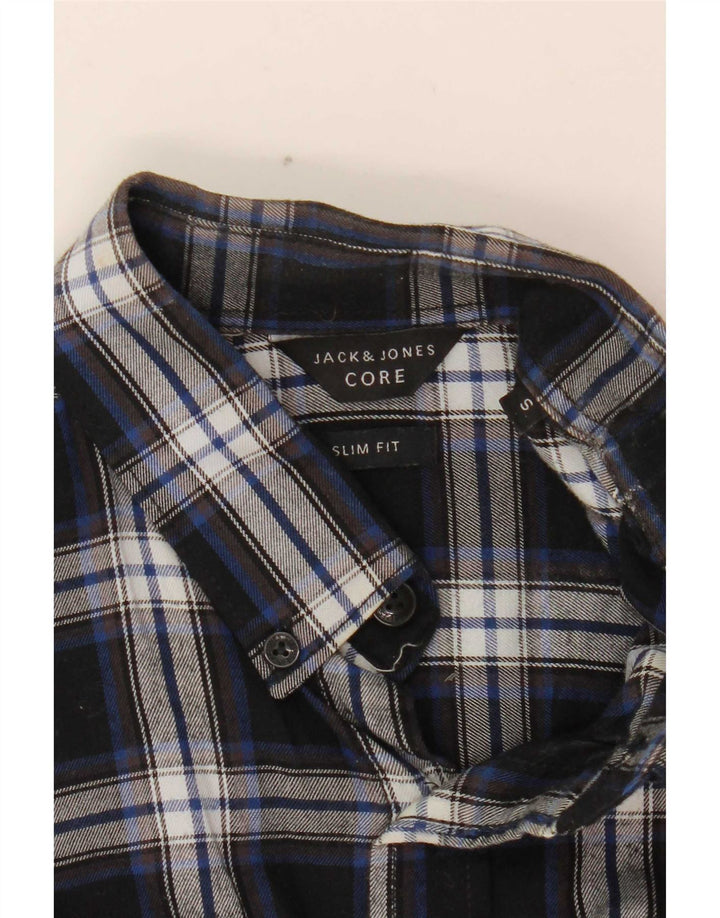 Camicia da uomo in flanella slim fit Jack & Jones a quadri blu piccoli