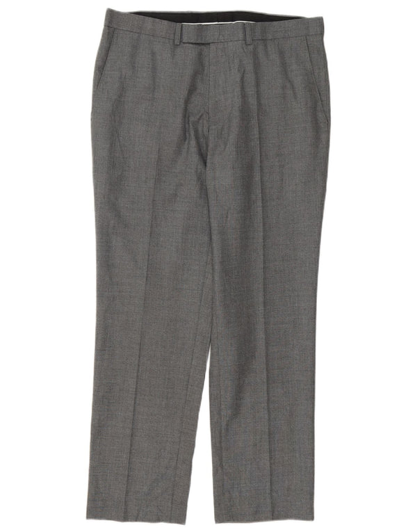 Pantaloni da abito dritti da uomo Marks & Spencer W34 L29 poliestere grigio