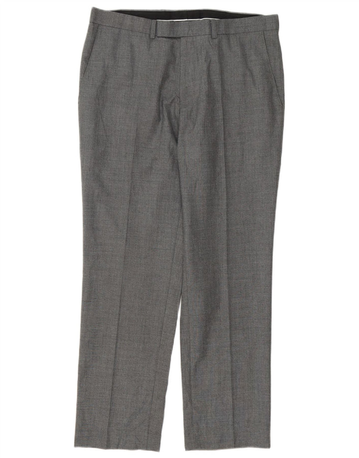 Pantaloni da abito dritti da uomo Marks & Spencer W34 L29 poliestere grigio