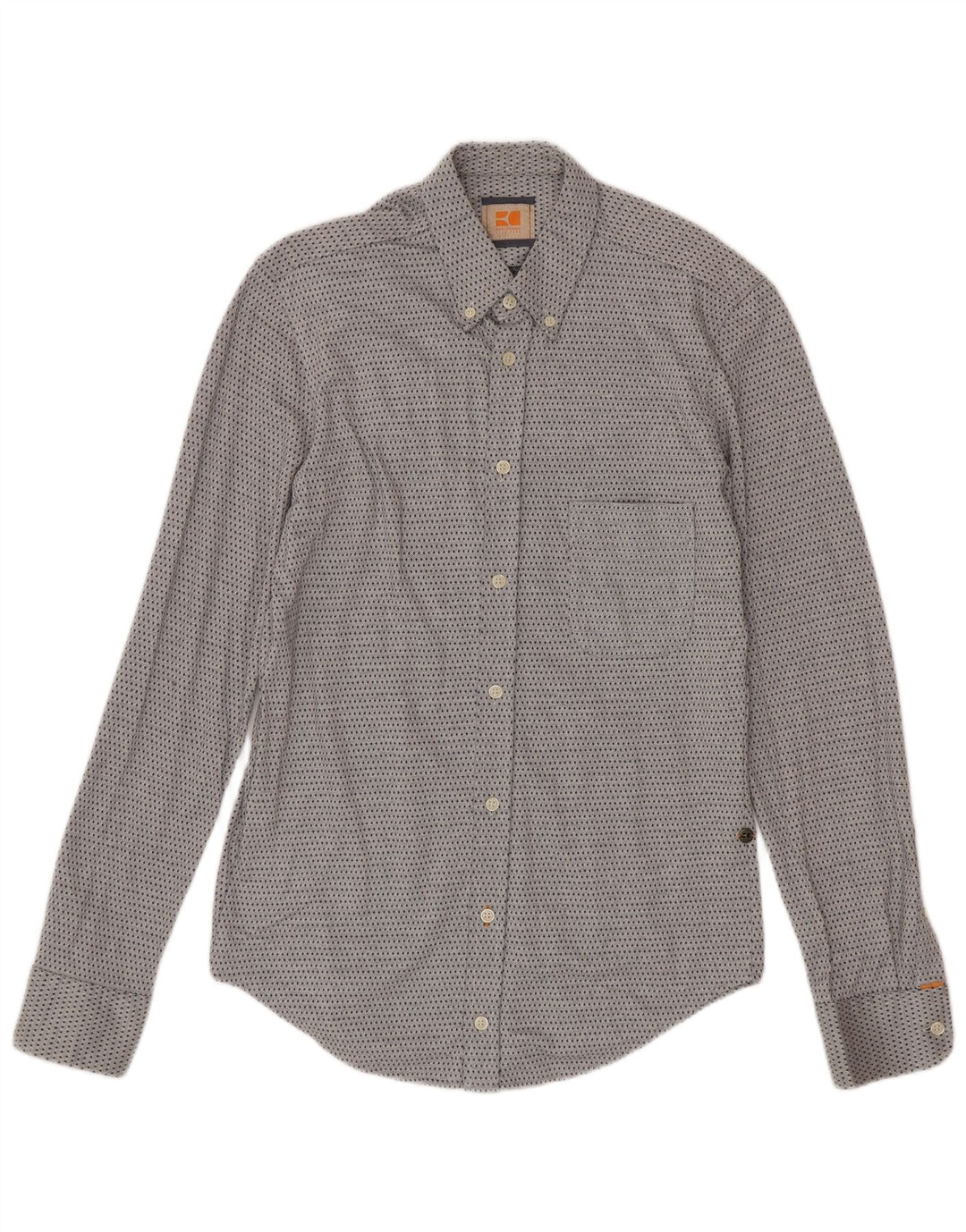 Camicia da uomo Hugo Boss piccola in cotone maculato blu