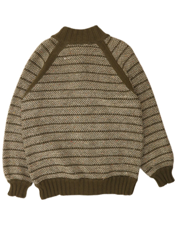 Missoni Maglione cardigan da uomo in lana a righe kaki medie