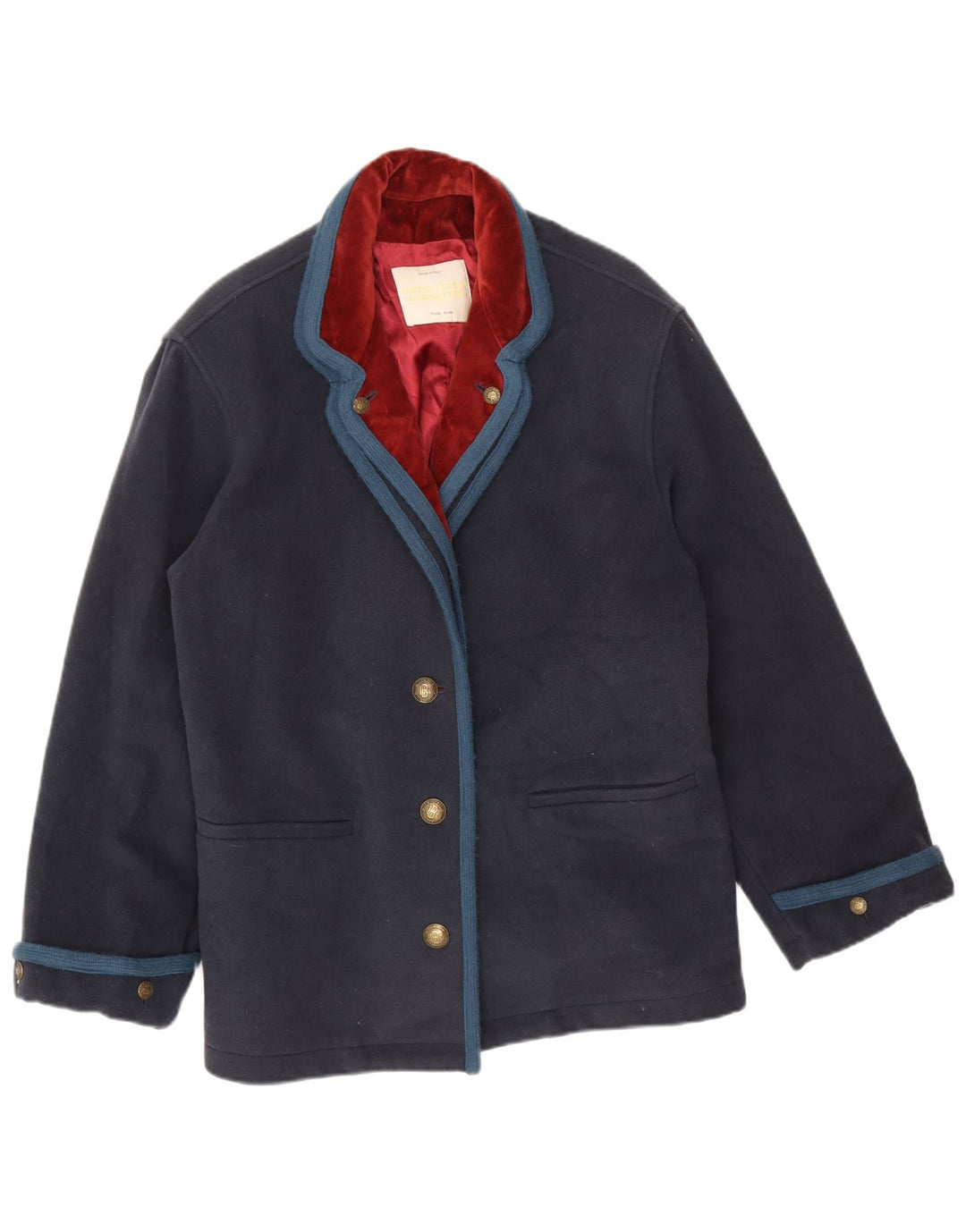 Giacca Blazer a 3 Bottoni da Donna Benetton IT 46 Large Blu Navy in Lana
