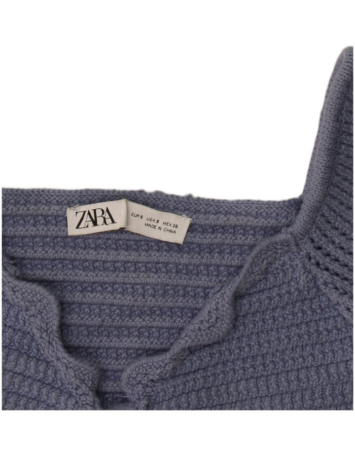 Top corto in maglia da donna Zara UK 8 piccolo blu