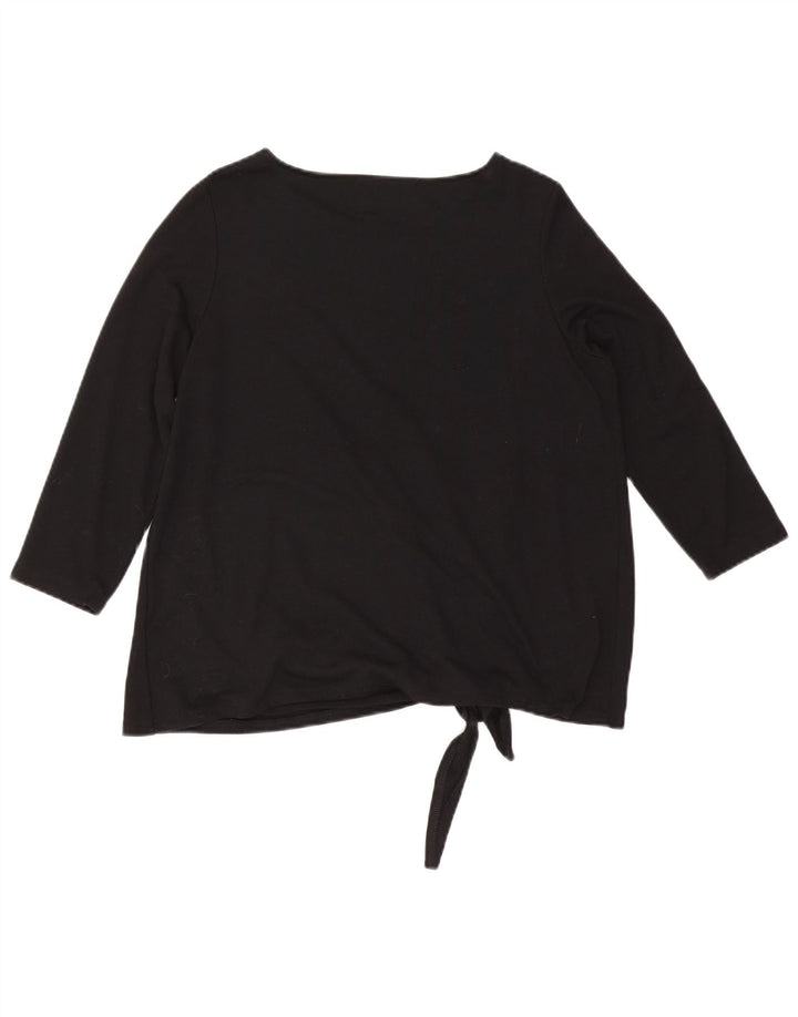 Marks & Spencer Top da donna manica 3/4 UK 12 medio poliestere nero