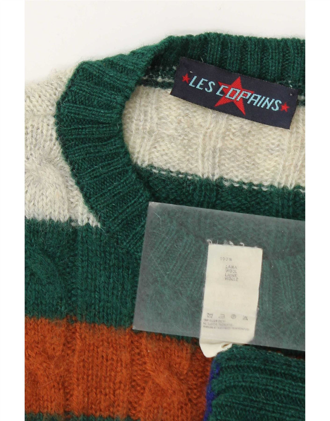 Maglione maglione girocollo da uomo Les Copains XL lana a righe multicolore