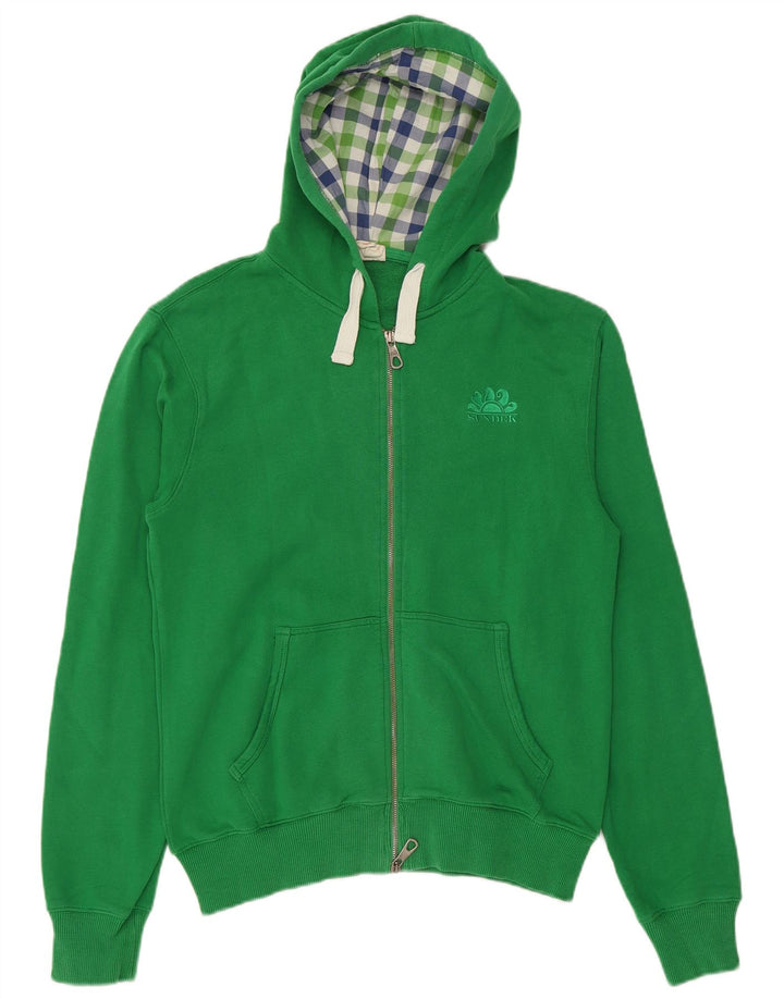 Maglione con cappuccio e zip da uomo Sundek in cotone verde medio