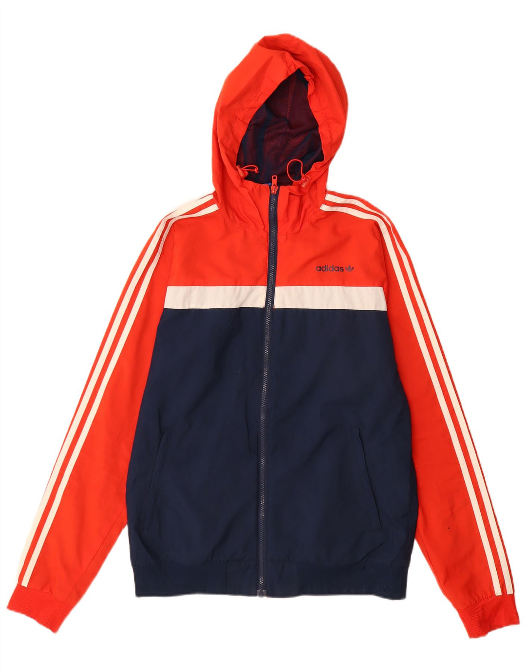 Giacca antipioggia da uomo ADIDAS con cappuccio UK 36 Small Poliestere color block rosso