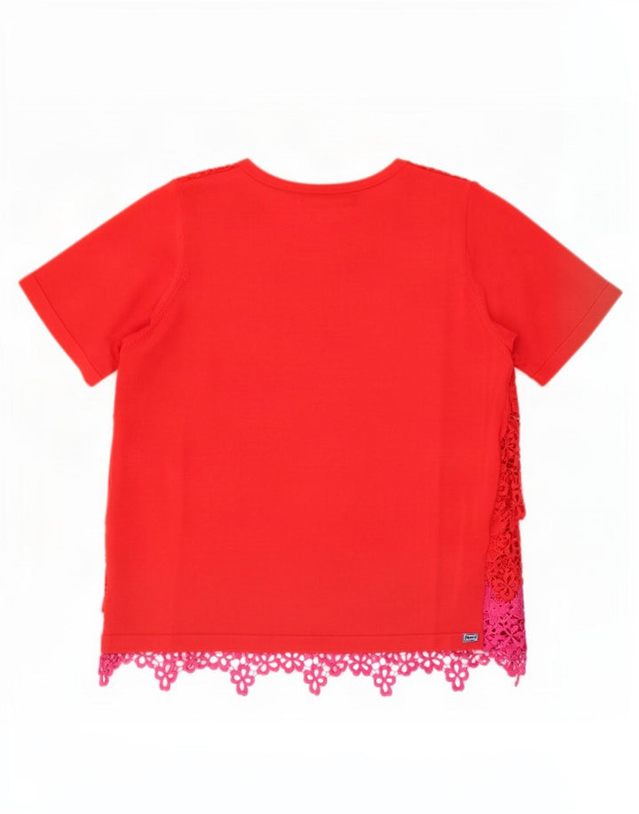 Top in camicetta di pizzo da donna Marks & Spencer UK 12 Poliestere floreale rosso medio