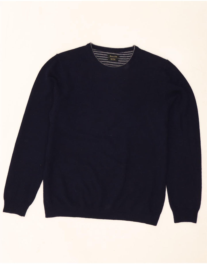 MASSIMO DUTTI Maglione da uomo girocollo grande in lana blu navy