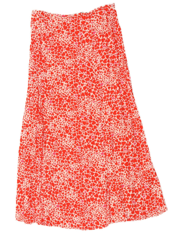 Gonna lunga da donna a vita alta Oasis UK 6 XS W26 Cuore in viscosa maculato rosso