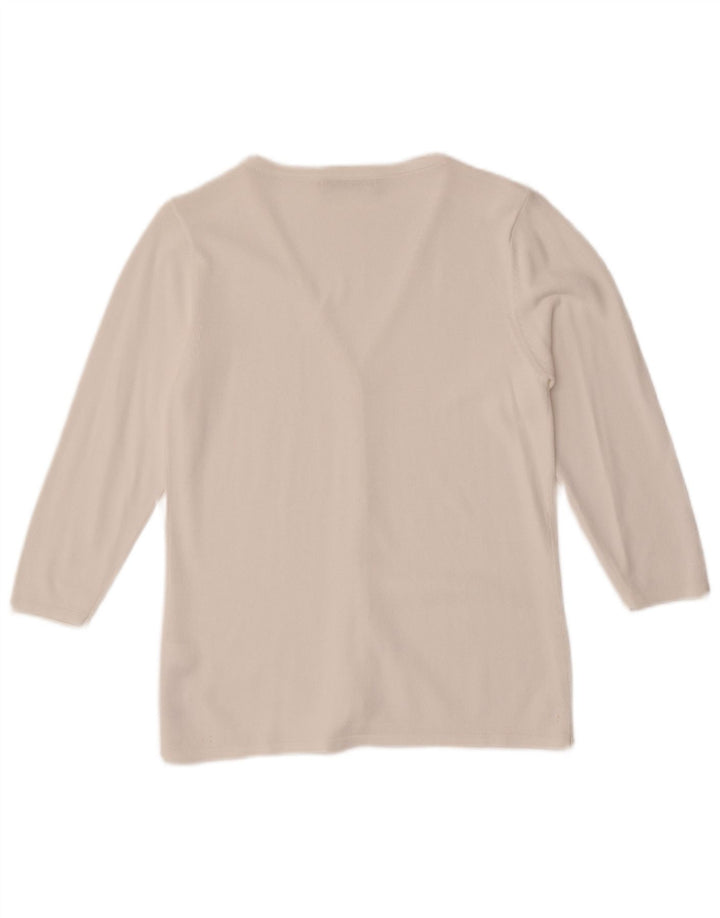 Maglione cardigan con maniche a 3/4 da donna Marks & Spencer UK 10 piccolo bianco