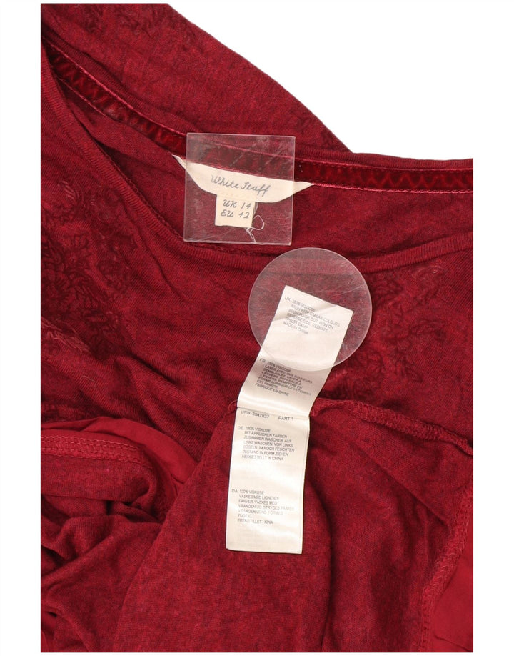 Top corto da donna a maniche lunghe White Stuff UK 14 Grande viscosa floreale bordeaux