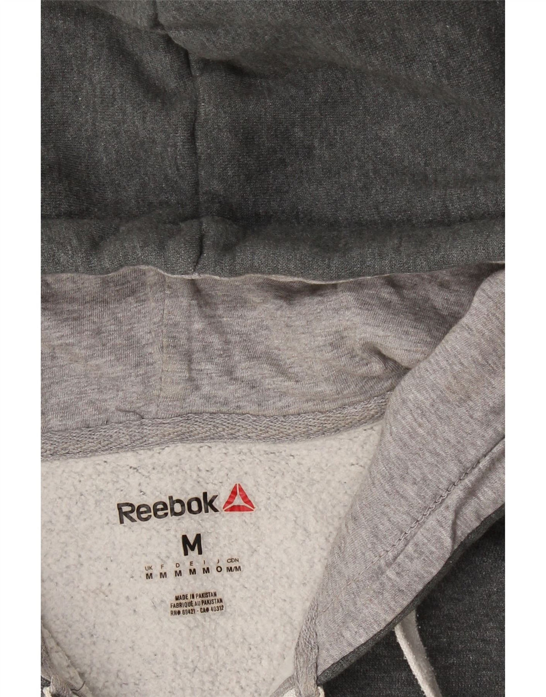 REEBOK Mens Zip Hoodie Sweater Medium Grey Cotton Vintage Reebok and Second-Hand Reebok from Messina Hembry 