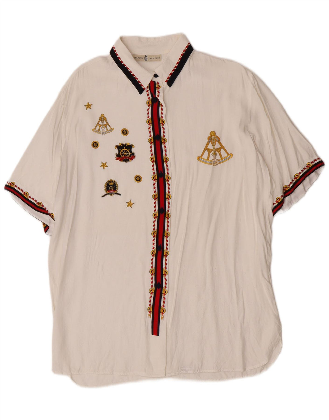 Marina Yachting Camicia grafica da donna Camicetta UK 16 Large White Nautical