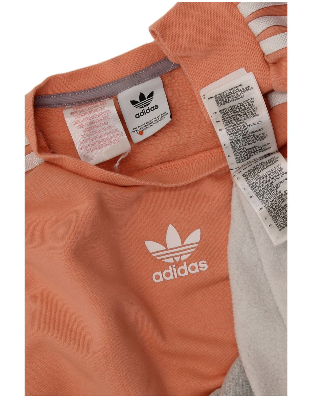 Felpa da donna ADIDAS maglione UK 12 cotone color block arancione medio