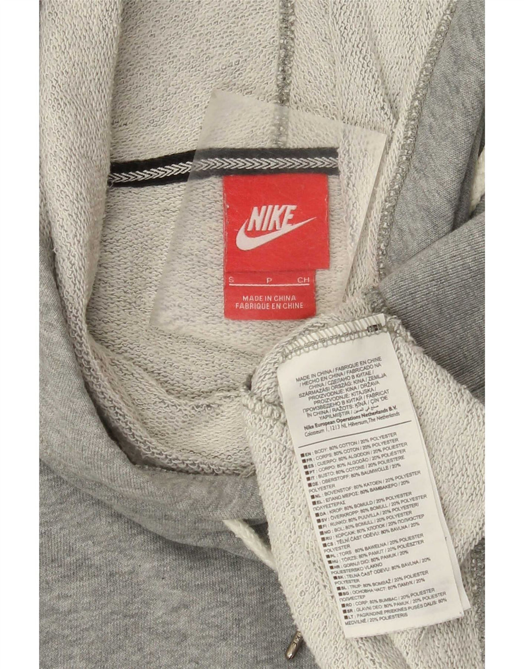 Felpa con cappuccio da uomo Nike Small in cotone grigio