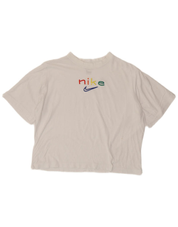 T-shirt grafica oversize da donna Nike Dri Fit UK 10 piccola bianca