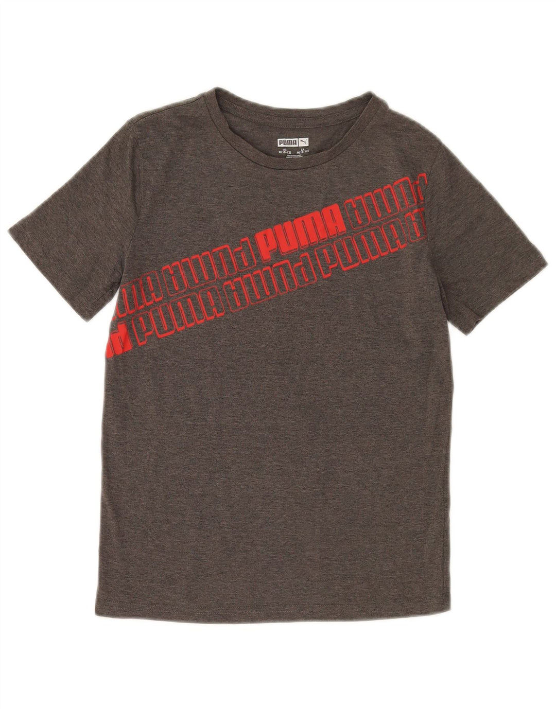 T-shirt grafica da ragazzo Puma 10-11 anni in cotone grigio medio